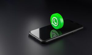 premium photo whatsapp logo icon over smartphone, 3d rendering